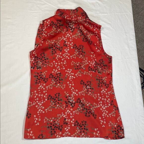 Limited high neck sleeveless blouse Size XS orange. Workwear. Halter. Floral - Picture 3 of 6